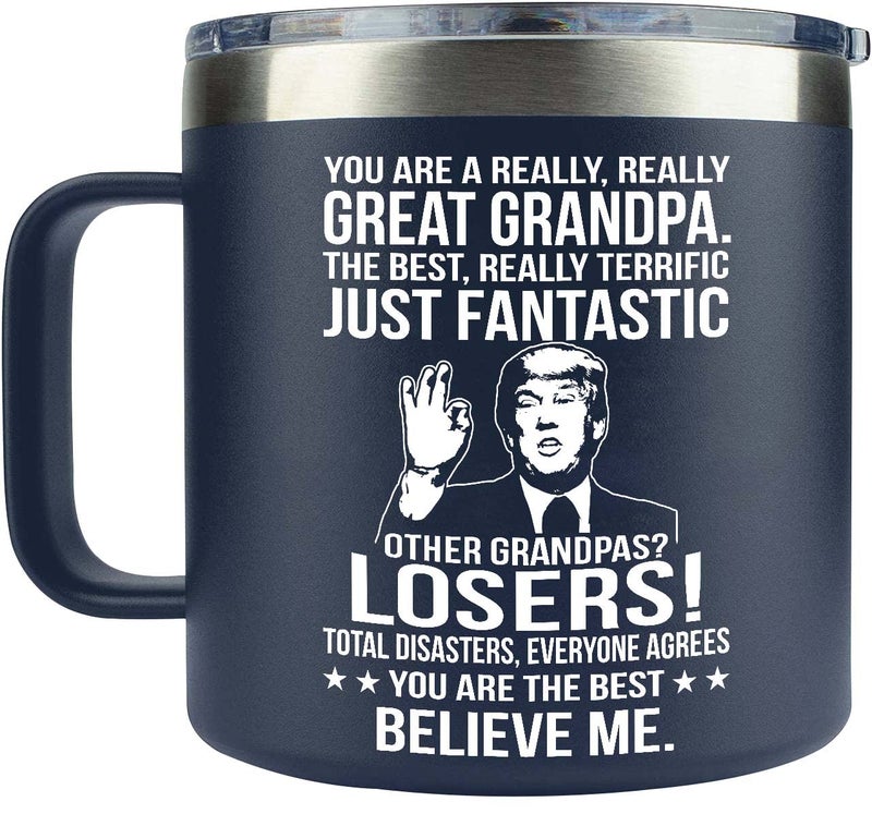 AMAZPRINTS هدايا AMAZPRINTS للجد - كوب مضحك لعيد الميلاد المجيد - 14oz أزرق داكن - Image 1